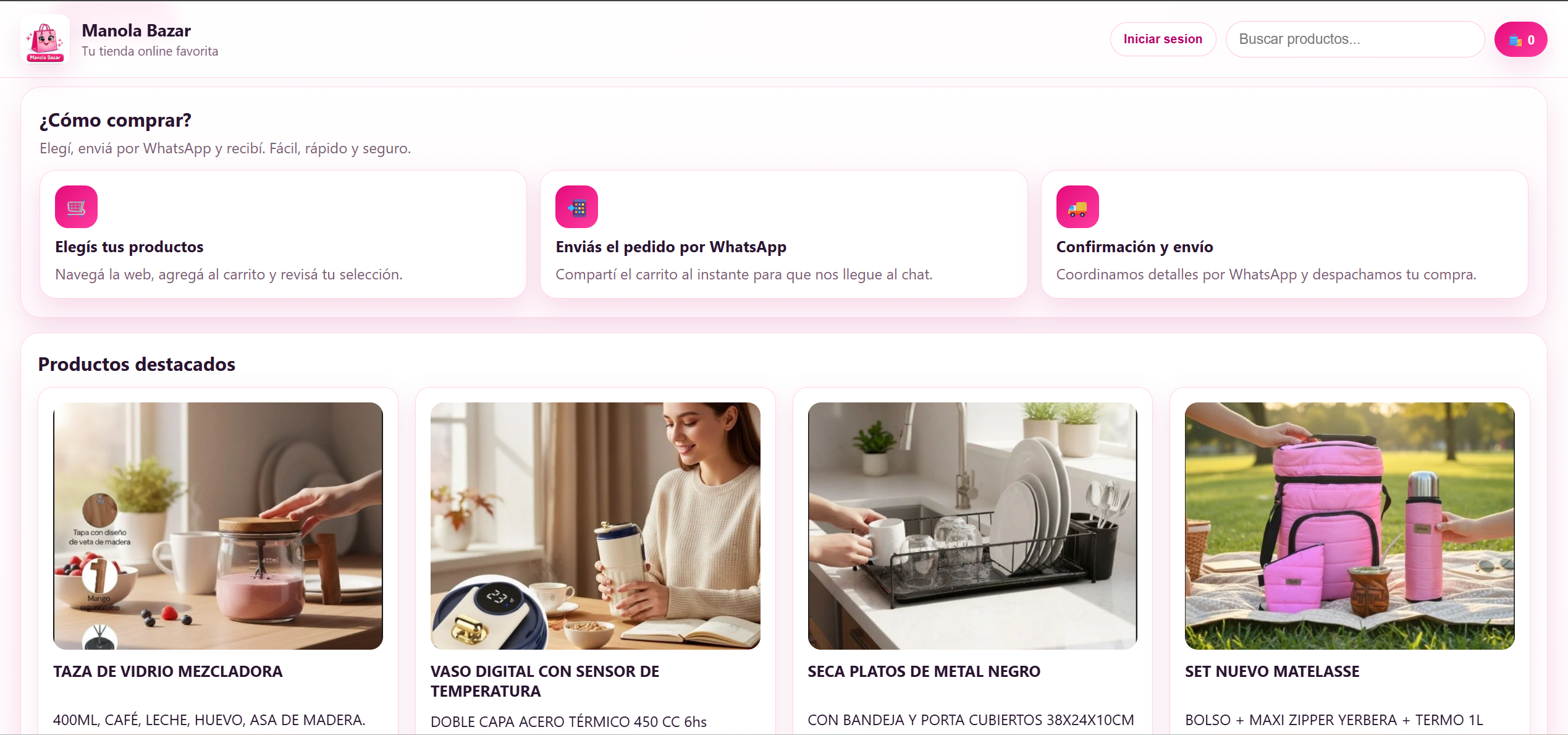 Vista previa del sitio de Manola Bazar